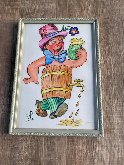 Origineel Clown schilderij W. Peerenboom - Bierton m, Antiek en Kunst, Kunst | Schilderijen | Klassiek, Ophalen