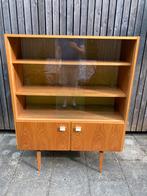 Mid Century vintage high board, Huis en Inrichting, Ophalen, 100 tot 150 cm, Glas, 100 tot 150 cm