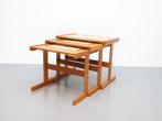 Deense vintage mimiset bijzettafels teak, Huis en Inrichting, Tafels | Bijzettafels, Minder dan 55 cm, Niet bekend, Zo goed als nieuw