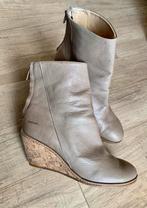 Sandwich ZGAN lever/grijs leren enkellaars mt 39., Lage of Enkellaarzen, Ophalen of Verzenden, Zo goed als nieuw, Grijs