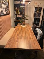 Eettafel walnotenhout met bankje, Gebruikt, 200 cm of meer, 50 tot 100 cm, Vijf personen of meer
