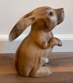Suar-houten konijn - MIDDEL - +/- 20cm hoog  +/- 15cm breed, Antiek en Kunst, Kunst | Beelden en Houtsnijwerken, Ophalen of Verzenden