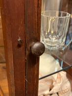 Antieke toonbank vitrine eiken, vitrinekast oud glas, Antiek en Kunst, Ophalen