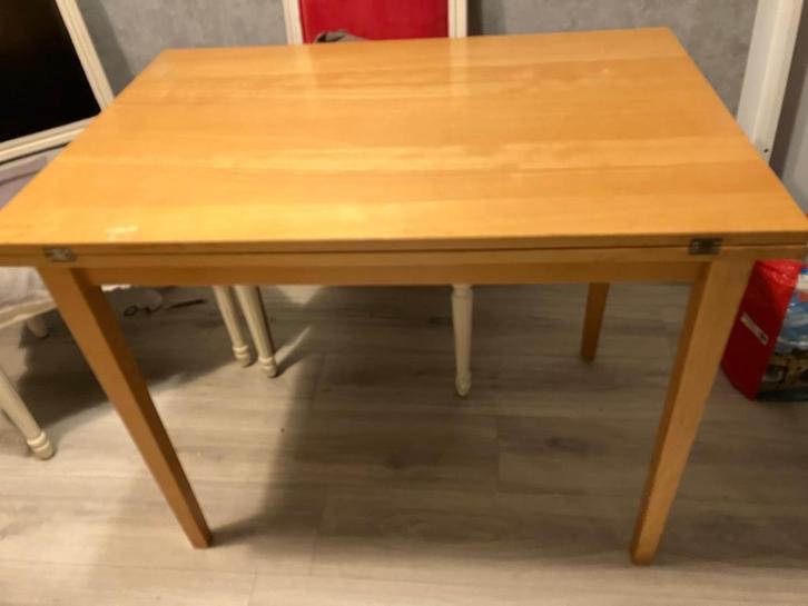 Kleine  uitklapbare eettafel beuken, Huis en Inrichting, Tafels | Eettafels, Gebruikt, 50 tot 100 cm, 100 tot 150 cm, Vier personen