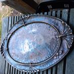 Antiek Dienblad ,Ambachtelijk, handgemaakt, koper., Ophalen of Verzenden, Gebruikt, Rechthoekig, Hout