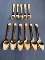 6 vergulde theelepels en 5 vergulde gebakvorkjes, Ophalen of Verzenden, Zo goed als nieuw, Overige materialen, Los bestek