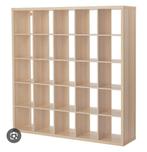Kallax kast 5x5 inclusief mandjes (grijs) en laadjes/deurtje, Ophalen, 150 tot 200 cm, Zo goed als nieuw, 150 tot 200 cm