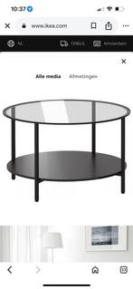 VITTSJÖ salontafel zwart glas, Ophalen, Gebruikt, 100 tot 150 cm, Rond
