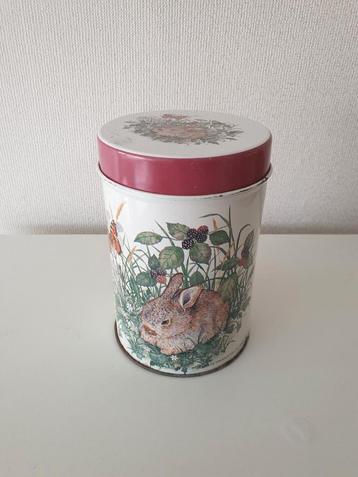 Vintage Elgate bewaarblik. Engels. Lente. Konijn. H 13. Ø 8. beschikbaar voor biedingen