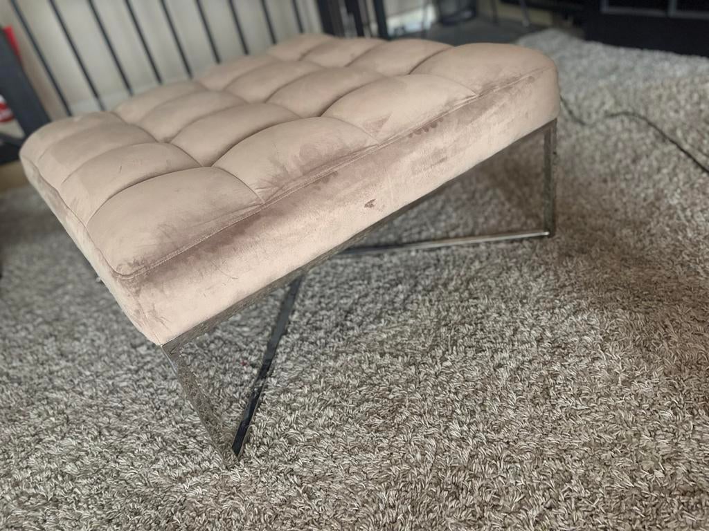 Riviera Maison poef - Stijlvolle zitoplossing, Gebruikt, Vierkant, Minder dan 50 cm, Ophalen of Verzenden