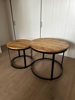 Salontafelset - 2 stuks - Mangohout & staal, Ophalen, Minder dan 50 cm, Rond, Minder dan 50 cm