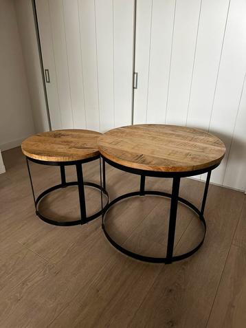Salontafelset - 2 stuks - Mangohout & staal beschikbaar voor biedingen