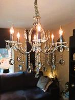 Echte kristallen kroonluchter 6 arms / armen zilver barok, Huis en Inrichting, Lampen | Kroonluchters, Ophalen of Verzenden, Zo goed als nieuw