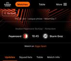 2x Tickets Vak V | Feyenoord - Sturm Graz | Europa League, Tickets en Kaartjes, Sport | Voetbal, Twee personen, Januari