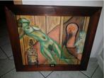 vintage antiek macaber schilderij Voyeurisme 1939, Ophalen