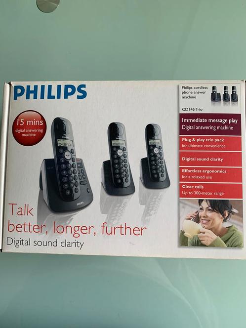 Philips Draadloze telefoon met antwoordapparaat CD1453B/22, Telecommunicatie, Vaste telefoons | Handsets en Draadloos, Zo goed als nieuw