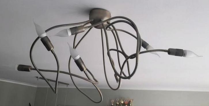 Mooie Design Spin Lamp - 7 Armen, Huis en Inrichting, Lampen | Plafondlampen, Zo goed als nieuw, Metaal, Ophalen