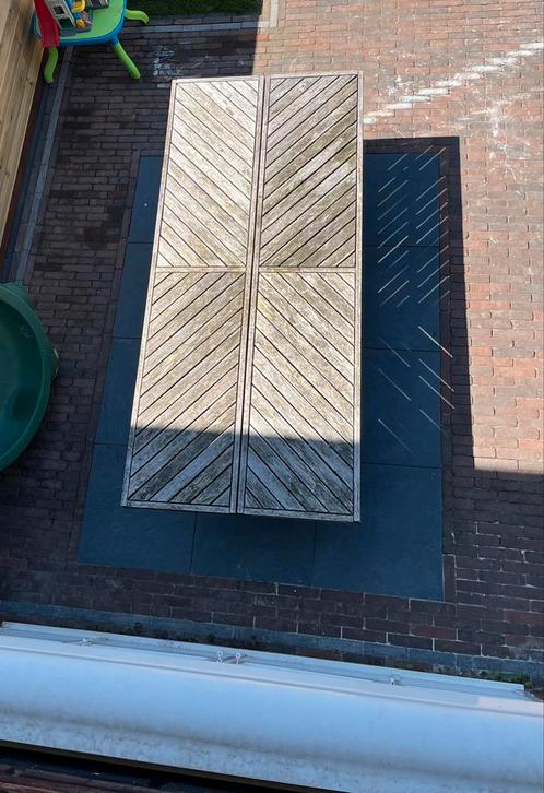 Stevige houten buitentafel, Tuin en Terras, Tuintafels, Gebruikt, Rond, Hout, Ophalen