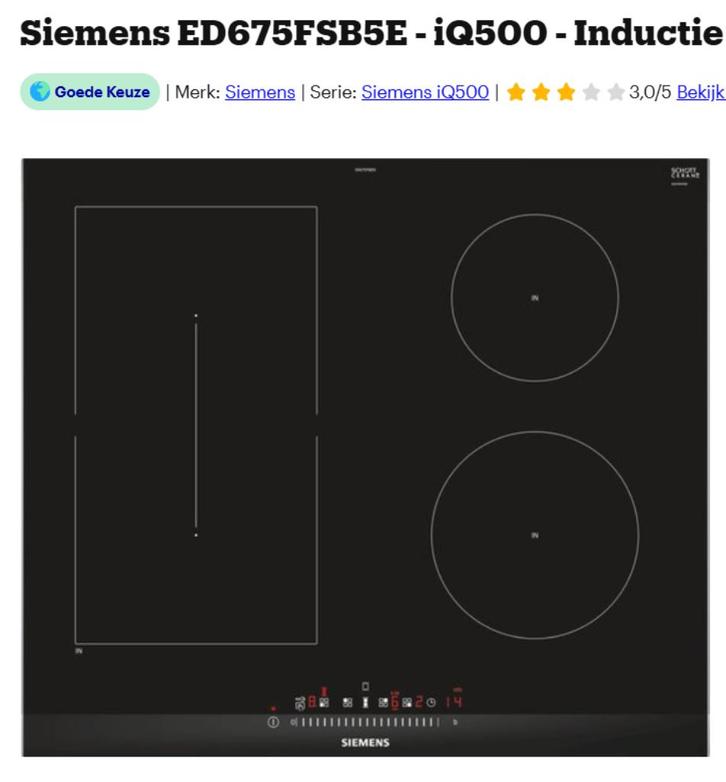 Nieuw kookplaat  merk: siemens FD 0109, Witgoed en Apparatuur, Kookplaten, Nieuw, Inbouw, Elektrisch, 4 kookzones, Energieklasse A of zuiniger