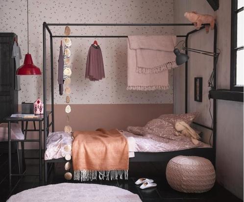 Bunk 120 hemelbed vt-wonen, Huis en Inrichting, Slaapkamer | Bedden, Twijfelaar, 120 cm, 200 cm, Metaal, Zwart, Ophalen