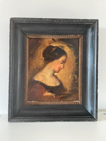 Vrouwenportret F | olieverf op paneel | 1850-1899 beschikbaar voor biedingen