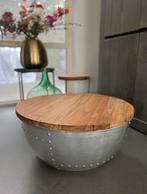 Salontafel aluminium kuip met houten blad NIEUW, Ophalen, 50 tot 100 cm, Nieuw, 50 tot 100 cm