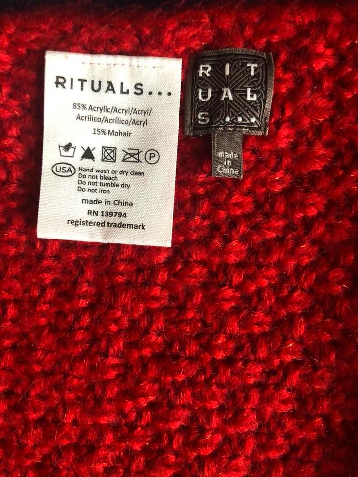 Rituals shawl met 15% mohair. Rood., Kleding | Dames, Mutsen, Sjaals en Handschoenen, Zo goed als nieuw, Sjaal, Ophalen of Verzenden
