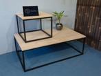NIEUWE SET! Salontafel & Bijzettafel eiken industrieel #WINK, 100 tot 150 cm, Nieuw, Industrieel, Rechthoekig