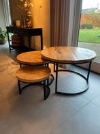 Salontafel set mango hout, bijzettafel, Ophalen, Gebruikt, 50 tot 100 cm, Rond