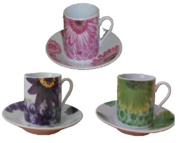 Kop en schotel espresso S/12 roze, lime of paars beschikbaar voor biedingen