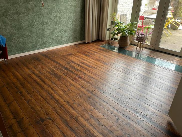 Antieke Grenen Vloer, Doe-het-zelf en Verbouw, Vloerdelen en Plavuizen, Gebruikt, Vloerdelen of -planken, Hout, 150 cm of meer