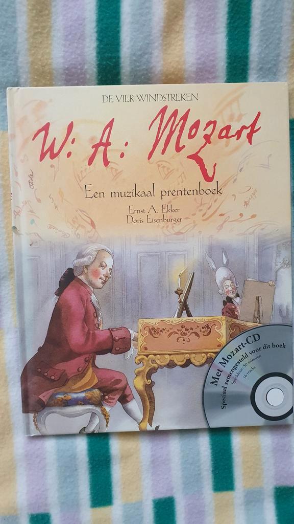 Een muzikaal prentenboek W. Mozart +CD De Vier Windstreken, Boeken, Kinderboeken | Jeugd | onder 10 jaar, Zo goed als nieuw, Ophalen of Verzenden