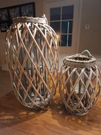 2 Landelijke Lantaarns - 31cm & 50cm hoog, Overige materialen, 25 tot 50 cm, Beige, Ophalen of Verzenden