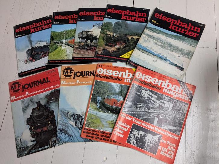 9 Duitse tijdschriften: Eisenbahn Kurier, M+F, Modellbahn, Verzamelen, Spoorwegen en Tramwegen, Gebruikt, Trein, Boek of Tijdschrift