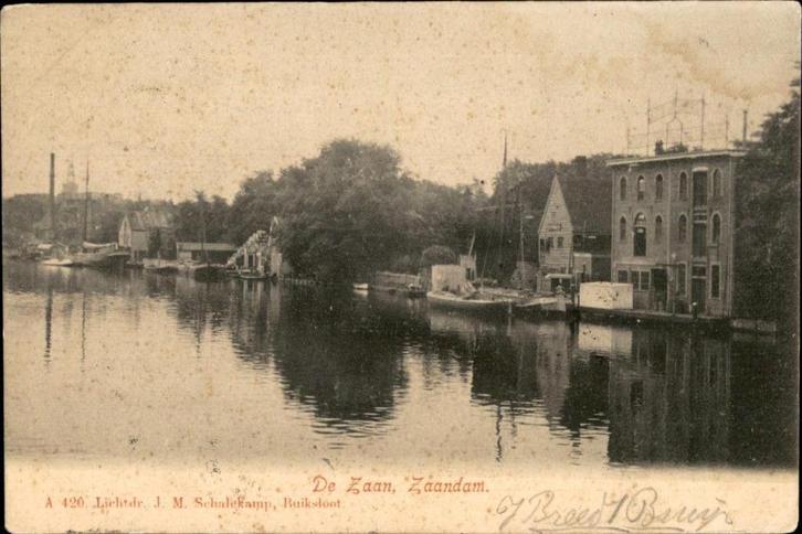 De Zaan Zaandam  lichtdruk Schalekamp st 1904 zie info, Verzamelen, Ansichtkaarten | Nederland, Gelopen, Noord-Holland, Voor 1920