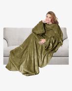 Giny Flannel Fleece Plaid met Mouwen en Zak 150x200 Groen, Verzenden, Zo goed als nieuw