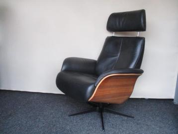NIEUWSTAAT Hjort Knudsen design relax fauteuil zwart leder beschikbaar voor biedingen