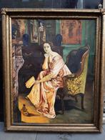groot brocante schilderij portret vrouw, Antiek en Kunst, Kunst | Schilderijen | Klassiek, Ophalen