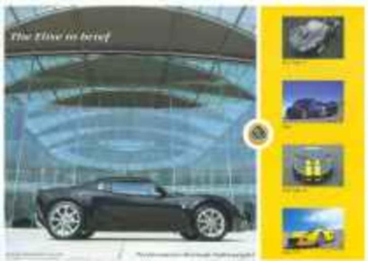 Lotus Elise, Exige, Europa S of Evora brochure/auto folder, Boeken, Auto's | Folders en Tijdschriften, Overige merken, Ophalen of Verzenden