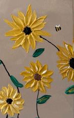 Handgemaakt Acryl Textuur Zonnebloem Schilderij, Antiek en Kunst, Ophalen of Verzenden