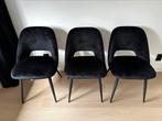 3 zwarte velvet stoelen, Ophalen, Drie, Zwart, Zo goed als nieuw