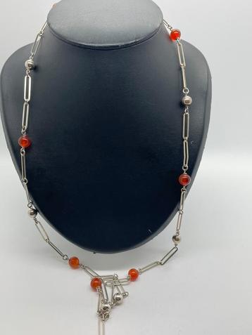 A72 Prachtige zilveren ketting barnstenen 80 cm beschikbaar voor biedingen