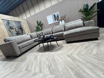 ZGAN Velvet Velours U-Bank / Hoekbank - Taupe/Beige - 393cm beschikbaar voor biedingen