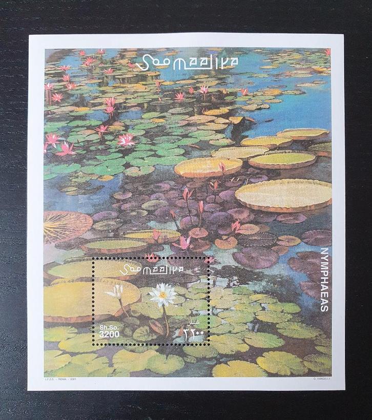 Somalie 2001 Waterlelies Michel blok 84 postfris, Postzegels en Munten, Postzegels | Thematische zegels, Postfris, Dier of Natuur