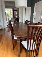 Koloniale Eettafel met Stoelen - 8 Personen, Huis en Inrichting, Tafels | Eettafels, Ophalen, Gebruikt, 200 cm of meer, 50 tot 100 cm