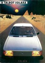 Folder Talbot Solara 1984, Boeken, Auto's | Folders en Tijdschriften, Ophalen of Verzenden, Gelezen, Overige merken
