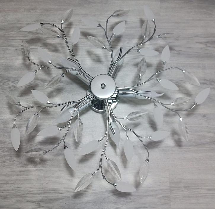 Plafondlamp met bladeren 2 stuks, Huis en Inrichting, Lampen | Plafondlampen, Zo goed als nieuw, Glas, Kunststof, Metaal, Ophalen