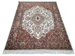 Handgeknoopt Perzisch wol Keshan tapijt medallion 204x250cm, Persian Perzisch vintage oosters hype, Crème, 200 cm of meer, Ophalen of Verzenden
