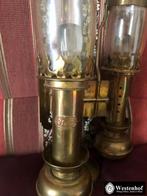 2 Arms industriële wandlamp vintage DLC koper - messing olie, Ophalen of Verzenden, Gebruikt, Glas