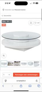 Nieuwe witte salontafel met glasplaat, 50 tot 75 cm, Rond, Nieuw, Ophalen of Verzenden